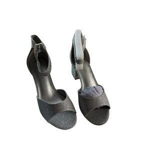 Dream Pairs Women's Silver Glitter Block‎ Heel Ankle Strap Sandals Size 9 New